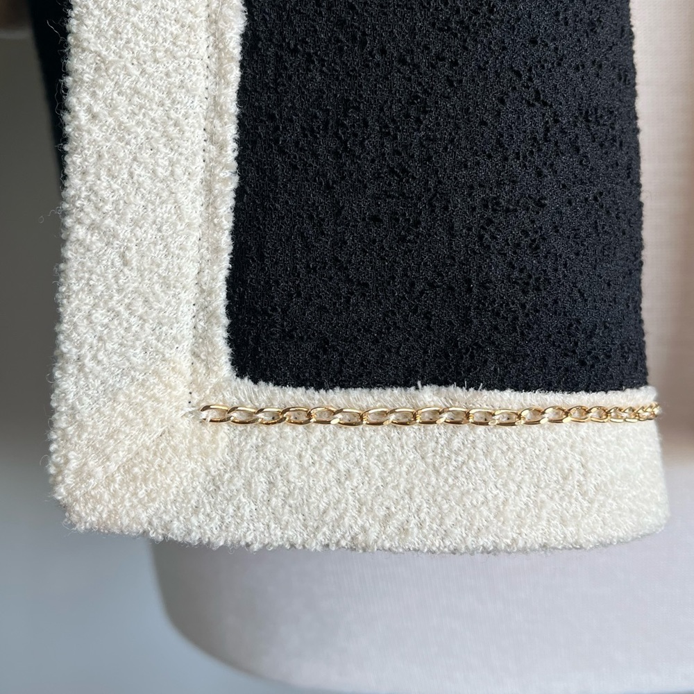 Chanel 12c Runway Black Ecru Color Block Wool Jac… - image 5